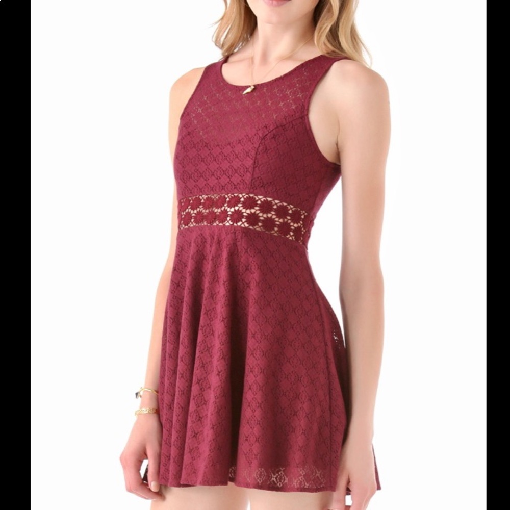 Free People Daisy Lace Crochet Dress Merlot Sz 2